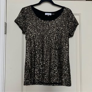 CALVIN KLEIN GOLD SEQUINS TOP - SIZE M